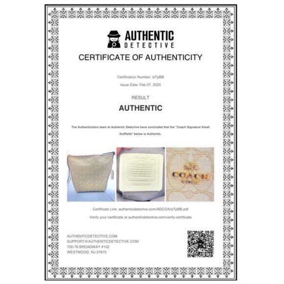 Coach Signature Jacquard Small Dufflette Beige Gold Shoulder Bag 25697 With COA - Picture 2 of 13